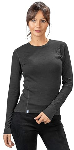 ALPIN LOACKER 100 Merino Langarmshirt Damen 230g/m2 I Feinste Merinowolle Unterwäsche I Langarm Wandershirt für Outdoor und Sport, Grau M