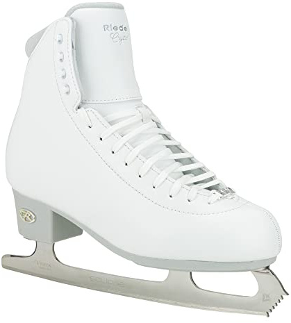 Riedell Crystal Adult Ice Skates for Women and Men - Sleek, Competitive Ice Skates with Moisture-Wicking Dri-Lex Lining and Stainless Steel Blade - White, 7 D Width