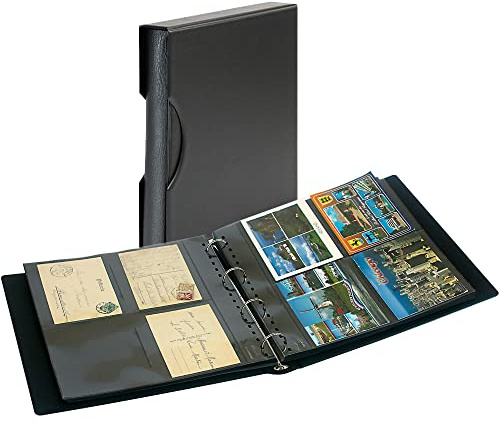 LINDNER Das Original Juego: Álbum SRS para Cartas Postales con 20 Hojas Negras y cajetín