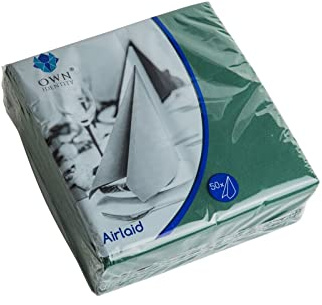 We Can Source It Ltd - Pocket Pop In Airlaid Napkins | 40cm 8 Fold | Linen Feel Luxury Feel Paper - Dark Green - 50 Napkins (1 Pack)