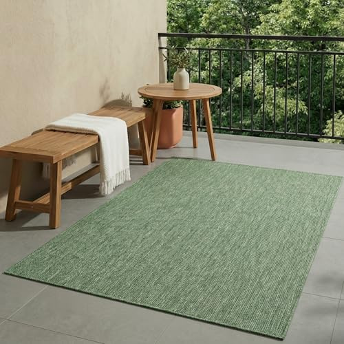 FRAAI | Home & Living Volero In- & Outdoor Teppich - Costa Grün - Wetterfest - Polypropylen - Flachgewebe - Balkon, Garten/Terrasse - Terrasse - Rug
