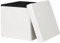 eSituro Ottoman Storage Box, Pouffe Foot Stool with Storage, Cube, 38L Capacity, Foldable Pouffe Chair, Teddy Fleece, 37.5x37.5x37.5cm, White