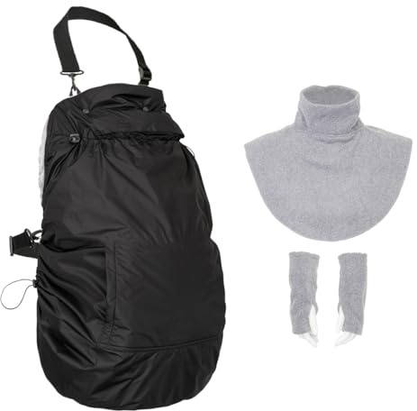 Hoppediz Fleece-Cover 3-in-1, wärmendes universal Tragecover für Babytrage und Tragetuch mit Regenschutz, Schalkragen und Handwärmer, stone