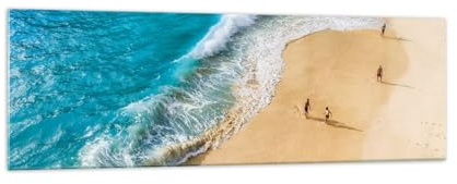 Vidrios decorativos 160x50cm Cuadro Sobre Vidrio Moderno Playa Orilla Del Mar Mar Grande XXL Cocina Cuadros Pared Impresiones Decoracion Salon Impresión en Cristal Wall Art Prints GAB160x50-5889