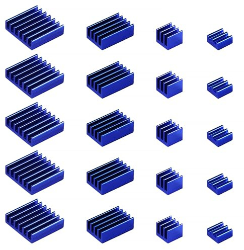 VooGenzek 20 Pièces Dissipateurs de Chaleur pour Raspberry Pi 4 Modèle B, Aluminium Ensemble du Dissipateur Thermique avec Ruban Adhésif Thermo-Conducteur, pour Raspberry Pi 4B Dissipateurs