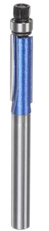 sourcing map Flush Trim Router Bit 6mm Shank 1/4 Dia 0.8 Cutting Depth Top Bearing Flush Straight Cut Trimming Router Bits Carbide for Particle Board Plywood MDF Woodwork, Silver Blue