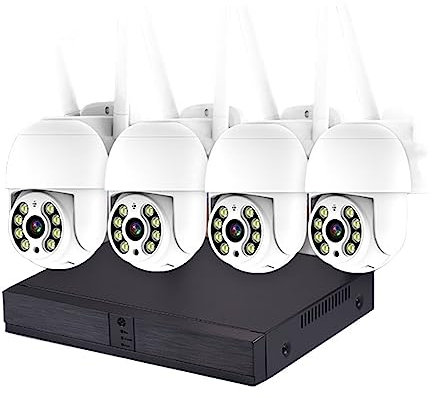 Telecamera di sicurezza esterna HD, Kit di sicurezza telecamera 2K 4MP Registratore NVR 8CH Full Color Night Telecamere IP wireless CCTV Set di videosorveglianza H.265 per la sorveglianza domestica