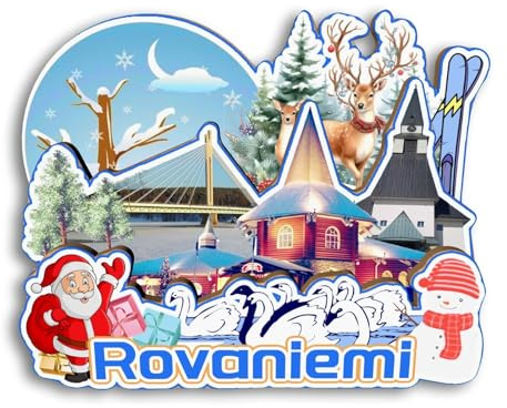 Quwsne Magnete da frigorifero Rovaniemi Finlandia Magnete da frigorifero souvenir da viaggio in città regali turistici 3D classici monumenti artigianali fatti a mano decorazione per la casa2248