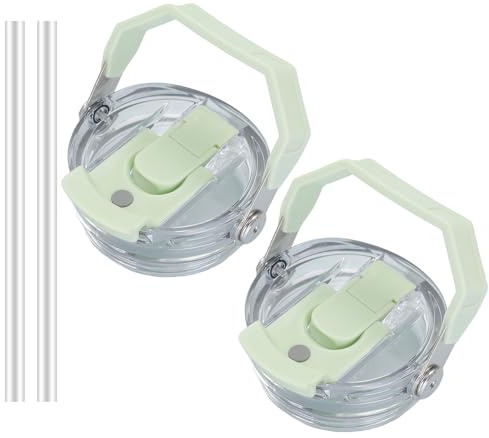 30oz & 20oz Replacement Lid for Stanley IceFlow Stainless Steel Tumbler，2 PCS Spill Proof Tumbler Cover with Handle & 2-in-1 Flip Straw Spout，Leak-Proof Splash Resistant (Light Green)