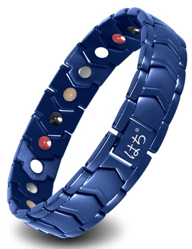 HAQI Bracelet magnétique pour hommes en acier inoxydable element bracelet magnétique avec outil de suppression de taille réglable et boîte - cadeau (22 cm, Bleu)