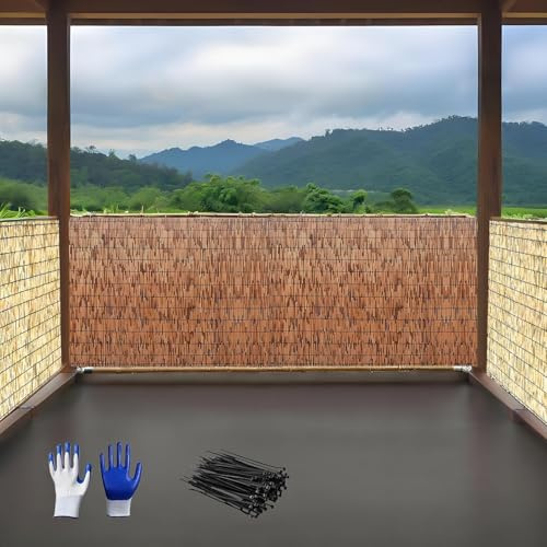 Canne di Bambu Naturale Recinzione in Canna Privacy Decorativi Stuoia Cannette per Esterno, Giardino, Terrazzo, Ringhiera Facile Installare