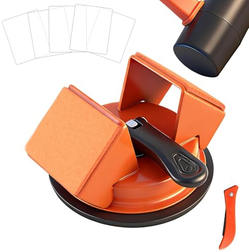 Herramienta de Reparación de Juntas para Suelos de Madera, Fijación con Ventosa de Silicona 160 lbs, Doble Superficie de Golpe 45°, 5 Adhesivos Reutilizables, para Laminado, Vinilo, LVP y Parqué