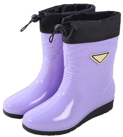 Generisch Bottes en caoutchouc antidérapantes pour femme, tige large, pieds nus, bottes de pluie, bottes de jardin, bottes en caoutchouc, chaussures de jardin