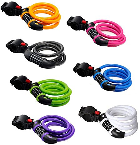 Bike Lock, GOFRIEND Bicycle Lock High Security 5 Digit Resettable Combination Coiling Cable Locks Best for Bicycle Outdoors, 1.2mx12mm (Blue)