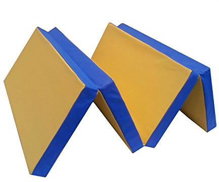 NIRO SPORT Materassino di Caduta 200 x 100 x 8 cm Pieghevole Tappetino da Allenamento Tappetino da Ginnastica per Esercizi Fitness Stuoia Sportiva Gym Mat Impermeabile - Giallo/Blu