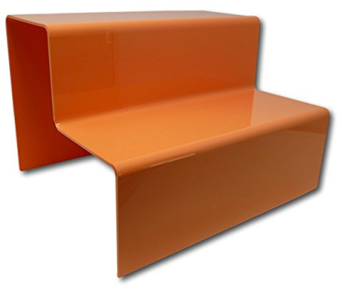 EPOSGEAR Sweet Pastel Two Step Tier Coloured Acrylic Plastic Retail Riser Counter Display Stands - Perfect for Shops, Stalls, Ornaments, Models etc (Orange Fizz, Extra Large Wide)