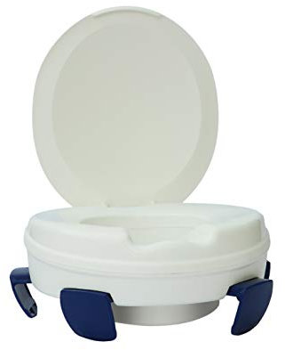 OrtoPrime Rehausseur WC Clipper III avec couvercle – Hauteur 11 cm – Siège de toilette orthopédique avec fermetures de sécurité anti-mouvement – Fixation adaptable universel – Poids maximum – 185 kg