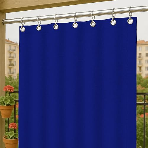 Byour3 Toldos Exteriores con Agujeros En La Parte De Arriba Y Ganchos De Metal Tejido Antimoho Repelente Al Agua Toldo De Tela De Algodón Resinado para Terrazas Gazebos Balcon (Azul, A290xL285cm)