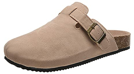 ERLINGO Zuecos de Cuero para Mujer - Sandalias de Verano para Jardín, Playa y Cocina - Sin Espalda, Suaves, Ajuste Ancho para Uso Casual en el Patio Trasero