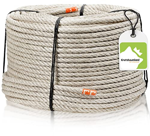 Kratzbaumland Premium-Sisalseil grau 10 mm, graues Sisalseil für Kratzbäume (versch. Längen) (100 Meter)