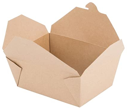 Contenitore per Alimenti richiudibile in carta Kraft, Monoporzione, Antigrasso, Biodegradabile, Fingerfood, Take Away, vaschetta neutra ideale per fritture - misure 155x120x65mm - conf. da 50pz