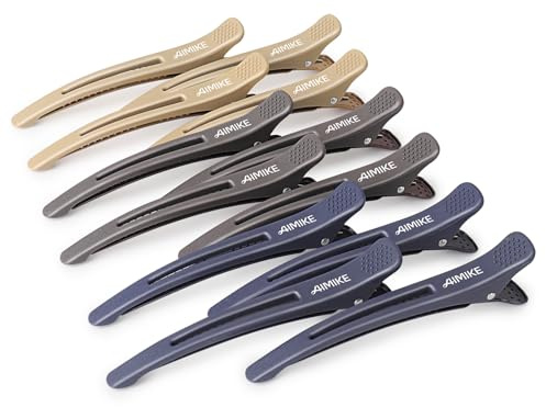 AIMIKE 12 pinzas para el pelo sin arrugas con banda de silicona para peinar, rodillos y seccionar, neutros