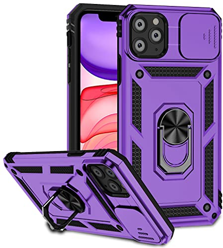 Hitaoyou Compatible with iPhone 11 Pro Case 5.8, iPhone 11 Pro Magnetic Case with Camera Cover & Kickstand Military Grade Shockproof Cover Dark Purple