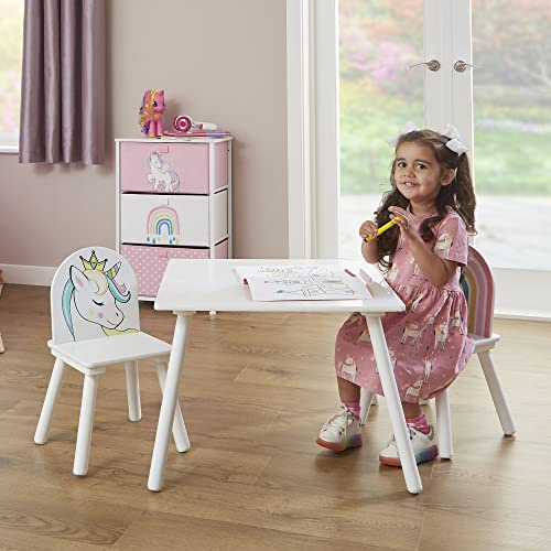 Liberty House Toys Kids Unicorn Table and 2 Chairs Set | Wooden