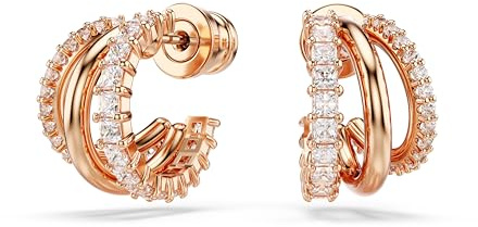 Swarovski Hyperbola Mini Hoop Earrings, Clear Mixed-Cut Stones In A Rose Gold-Tone Finished Setting, Part Of The Swarovski Hyperbola Collection
