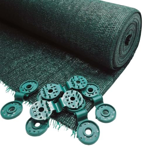PWS Schattiergewebe 1,4x10m (150g/m²) inkl. Befestigungen Sichtschutz Zaunblende Windschutznetz in Grün, Tennisblende Sportplatzblende Terassenblende Sonnenschutz Balkonensichtschutz