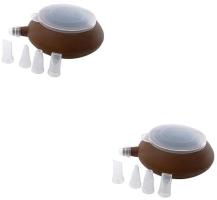 TOPBATHY 2pcs Macaron Silicone Pastry Cake Bakery Decorating Squeezer Pen Set Nozzles Non-Stick Reusable for Baking Edible Shells Boys and Girls-Friendly