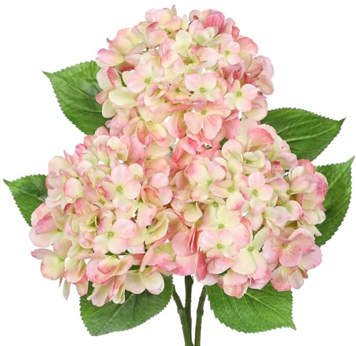 Oairse uppsättning av 3 konstgjorda hortensior blommor hortensior dekoration sidenblommor högkvalitativa konstgjorda blommor som riktiga hortensior för bröllop, hem, hotell, fest, blomarrangemang