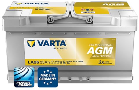 Batterie VARTA Professional AGM Dual Purpose LA95 12V 95Ah 850A - 840095085 - Pour camping-cars, caravanes et bateaux à forte demande énergétique.