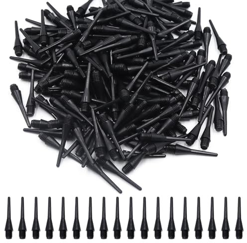 CATELL 200 Stück Dartspitzen Kunststoff, Ersatzspitze Softdart Spitzen 2BA Gewinde Dartpfeil-Spitzen Schwarz Langlebig Dart Spitzen Soft Darts Spitzen für Dartsportbegeisterte