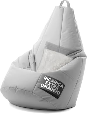 Avalon - Puff Poltrona Sacco Pera Deluxe Grande Sfoderabile, Pouf Sacco di Qualità Sartoriale, Bean Bag per Sedersi Ergonomico, Tessuto Antistrappo Impermeabile, Made in Italy(70x130cm-Grigio)
