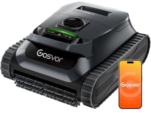 Gosvor LiteVac G1 Robot Aspiratore per Piscina, Pulisce Fondo, Pareti, Linea e Piattaforme, 7kg Ultraleggero, 200min di Autonomia, Doppia Filtrazione,Grigio