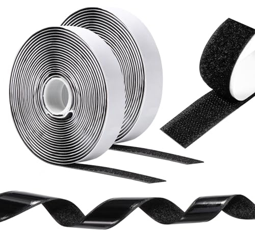 Oderra Feltro Adesivo Forte Biadesivo 5 M x 20 MM, Hook Loop Autoadesivo, Nastro Adesivo a Strappo per Cornici, Zanzariere, Tappeti, Fai Da Te (Nero)