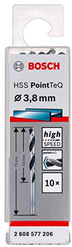 Bosch Accessories Professional 10-Piece PointTeQ HSS Twist Drill Bit (for Metal, 3.8 x 43 x 75 mm, Drill Driver Accessories)