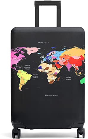 Youth Union Suitcase Covers Protective Case Map Travel Luggage Cover Washable Elastic Cover for Baggage Fits 18-32 Inches Luggage for Business Trip Daily Using