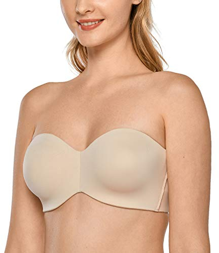 Delimira Women's Strapless Bras Underwire Support Non Padded Plus Size Minimiser Bra Beige 36D