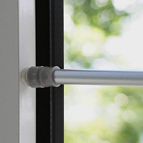 Klemmstange FLEX ausdrehbar/ausziehbar TELESKOP mit Saugknopf zum klemmen - ohne zu schrauben und bohren für Fenster und Türen (silber, 80-100 cm)