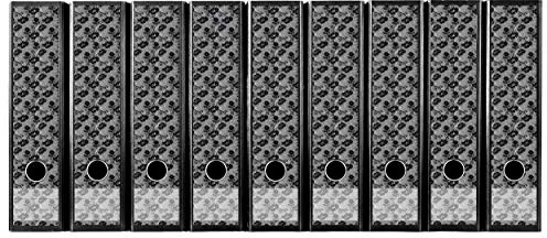 codiarts. Ordnerrücken selbstklebend für 9 breite Ordner - Buchrücken Etiketten-Set gestantzt mit Griffloch - Rückenschilder breit - Ordner-Aufkleber im Motiv: Edle schwarze Spitze - modern & elegant