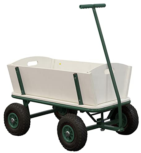 SUNNY Billy Chariot de Jardin, Bois - Vert - 94x61x97cm/100 Kilos Max | 4 Roues