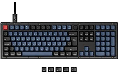 Keychron V6 Cablede Teclado Mecánico Personalizado con Perilla, Full-Size QMK/Via Macros Programable, Hot-swappable Keychron K Pro Brown Switch para Mac Windows, Frosted Black (ES Layout)