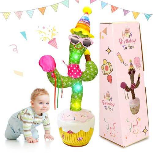 Edencomer Interactive Singing Dancing Talking Cactus Toy - Repeats Your Voice, Plays 10 Happy Songs, Fun Educational Birthday Gift for Kids, Boys & Girls