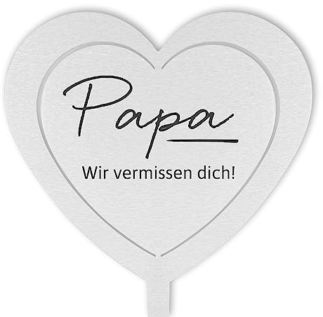 DOLORINO Grabstecker: Edelstahl Herz Papa, wir vermissen dich | Grabschmuck, in Liebe für einen geliebte Menschen | eine wetterfeste Erinnerung aus Edelstahl | 38x15cm