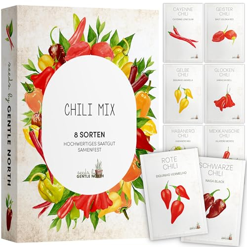 Chili Samen Set (8 Sorten) – Buntes Chili Pflanzen Set für Garten und Balkon – Chili Set mit Saatgut für Chilli Pflanzen von scharf bis mild ideal als Geschenkset