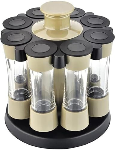 WWFAN Eight Slots Rotating Cruet Condiment Spice Rack Seasoning Jar for Pepper Bottle Salt Shaker Kitchen Stand Organizer