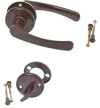 Aqbau Ensemble de poignées de porte sur rosace - Poignée de porte - Poignée de porte - Poignée de porte marron (WC - salle de bain)