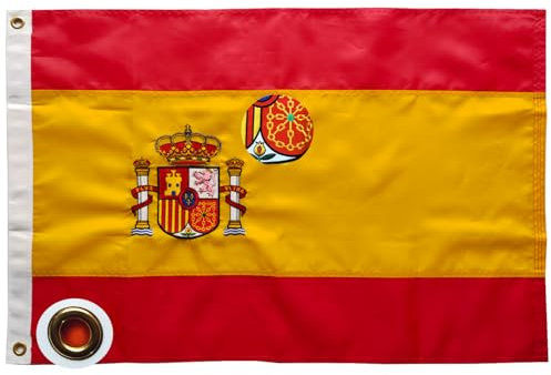 Bandera españa grande para Exterior 60x90cm ，Bordado de y rayas cosidas，Bandera de España balcón Reforzada y con 2 Ojales metálicos Spain flag